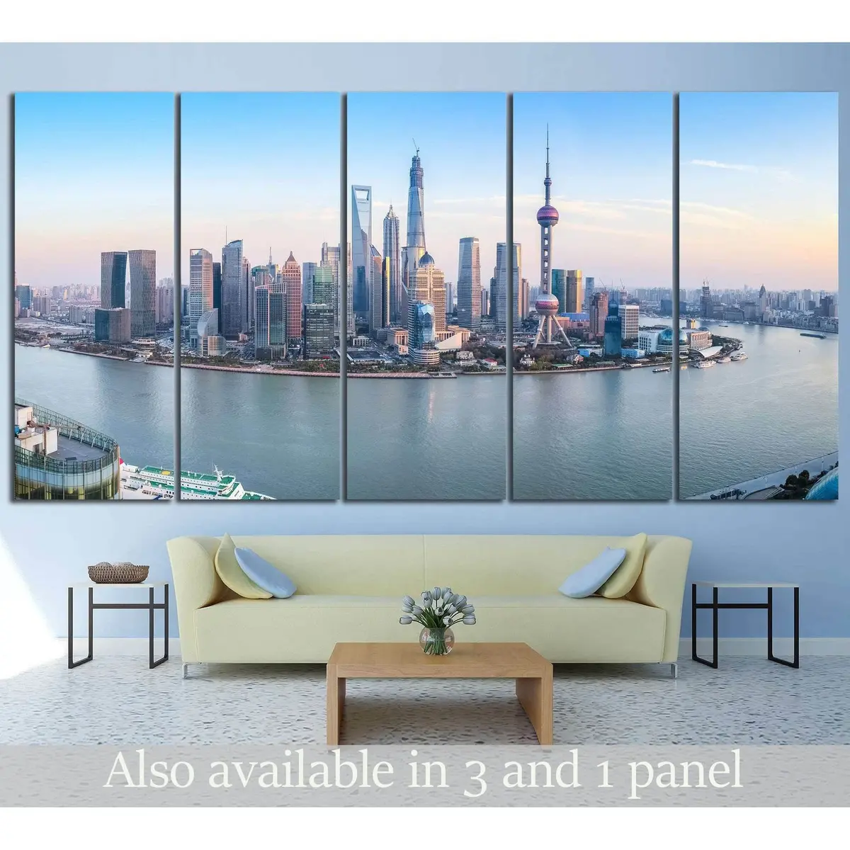 Shanghai Skyline #582 Premium Ready-to-Hang Canvas Art