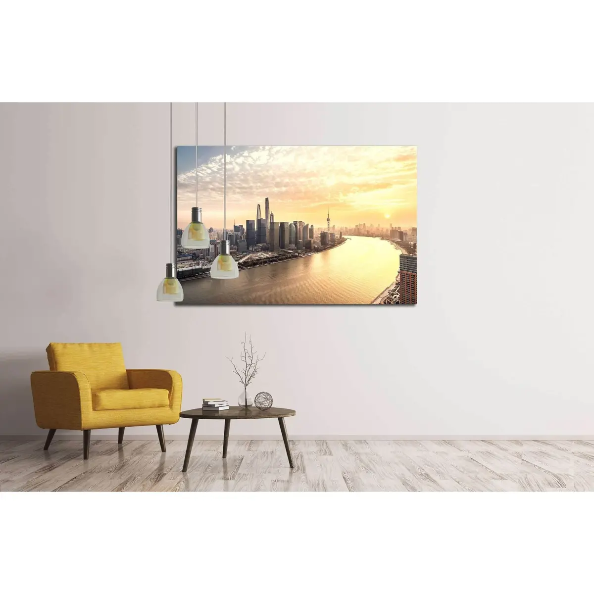 Shanghai Skyline And Cityscape №2968 Ready To Hang Canvas Print 3