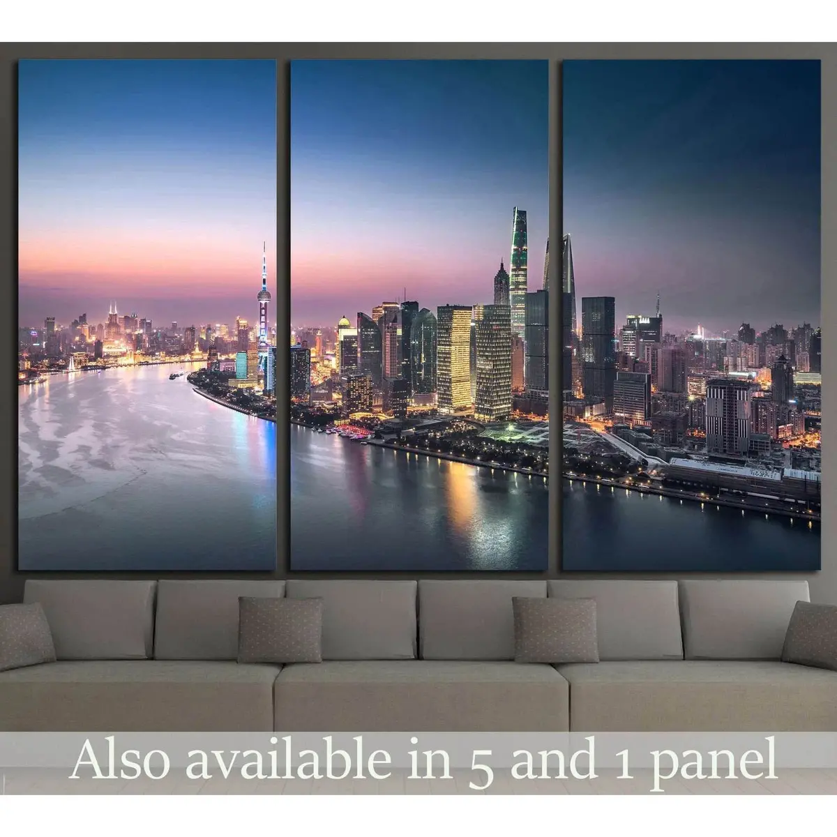 Shanghai Skyline And Cityscape At Night №1251 Ready To Hang Canvas Print 5
