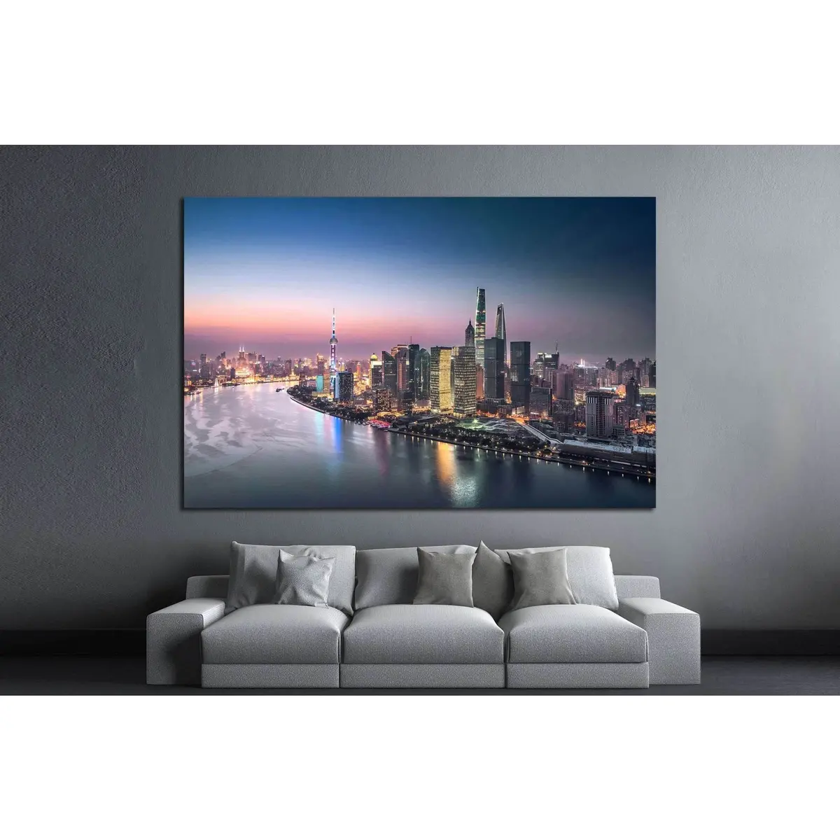 Shanghai Skyline And Cityscape At Night №1251 Ready To Hang Canvas Print 2