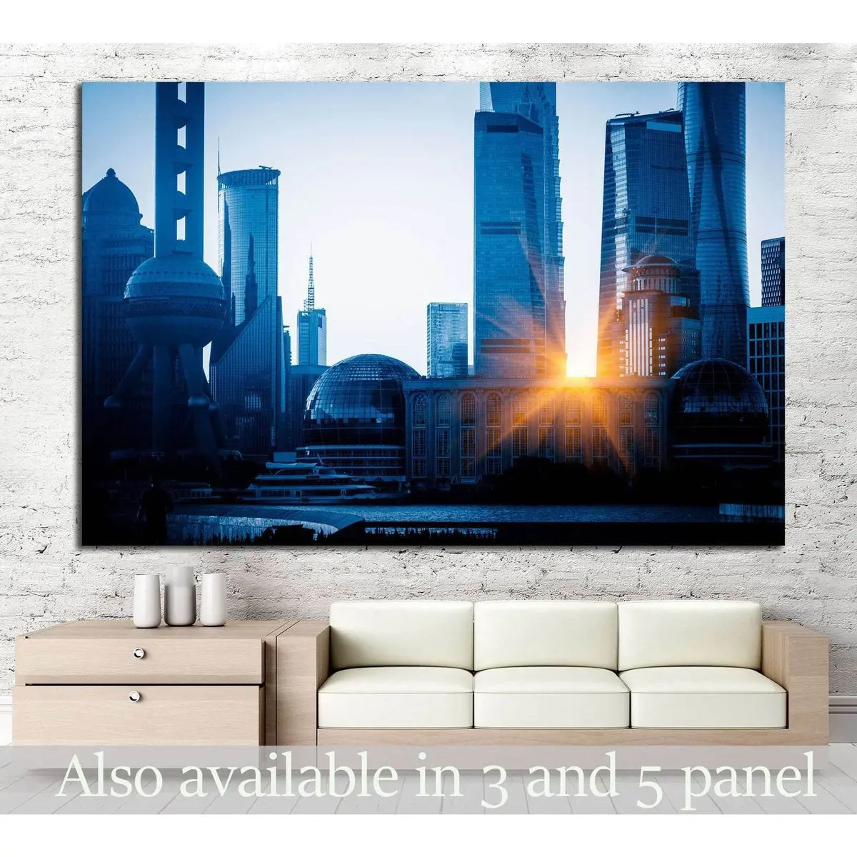 Shanghai Skyline In China №1272 Ready To Hang Canvas Print 1