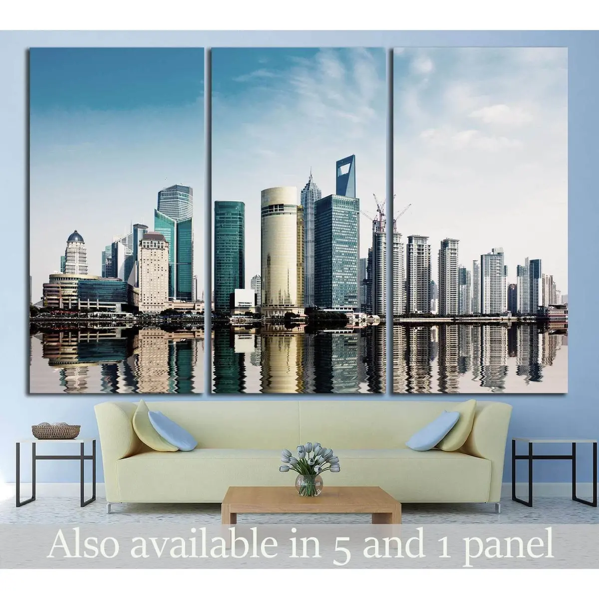 Shanghai Skyline In Daytime №1155 Ready To Hang Canvas Print 1