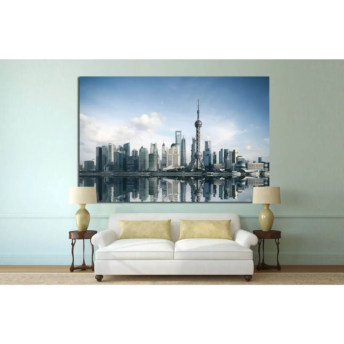 Shanghai Skyline With Reflection, China №1428 Ready To Hang Canvas Print 2