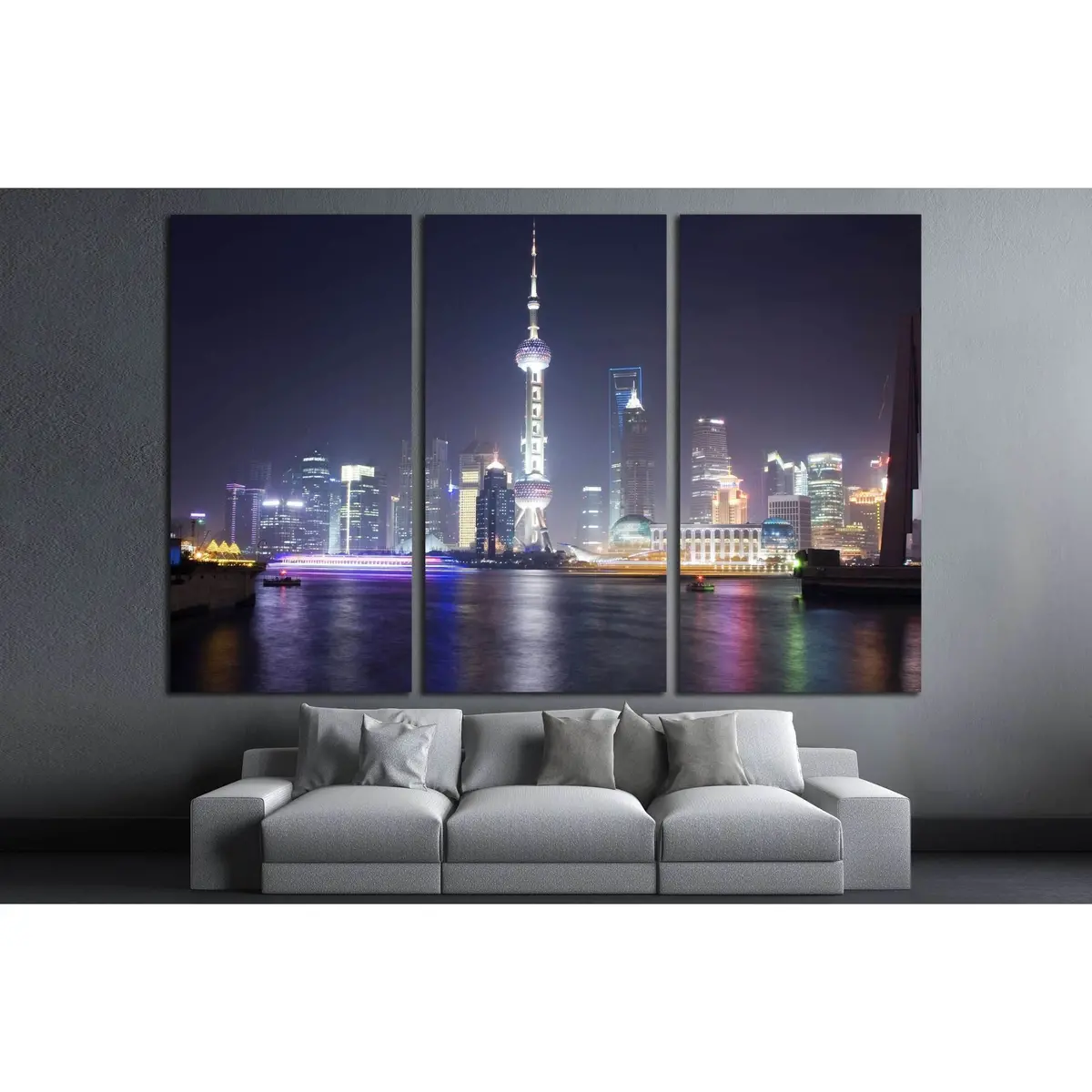 Shanghai Skyline With The Pearl Tower, China №2221 Ready To Hang Canvas Print 5