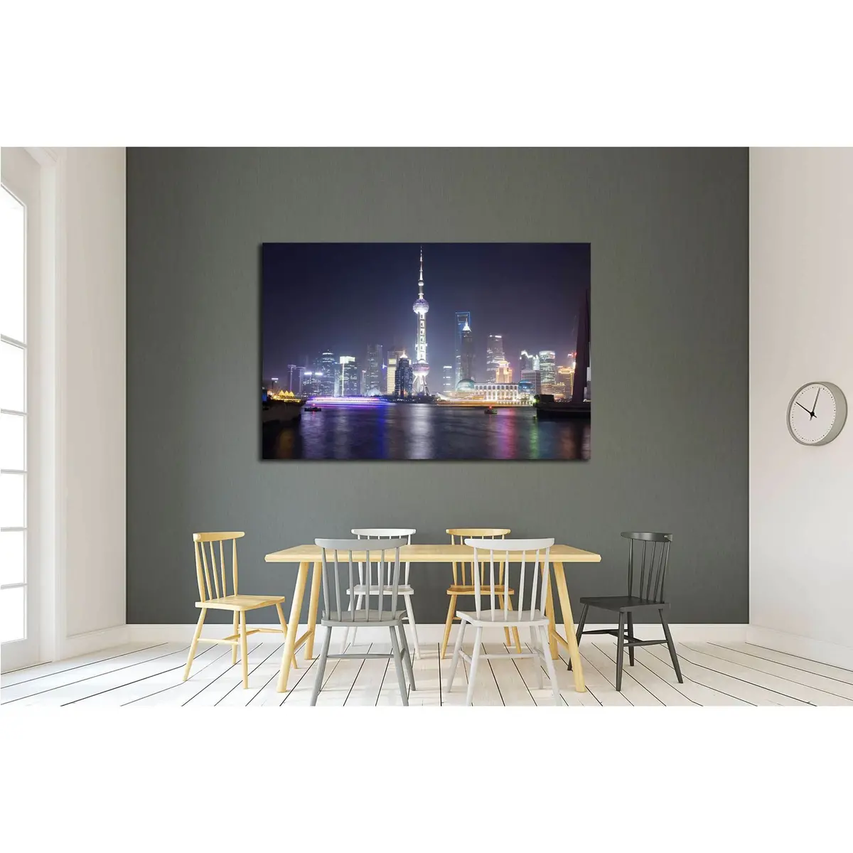 Shanghai Skyline With The Pearl Tower, China №2221 Ready To Hang Canvas Print 3