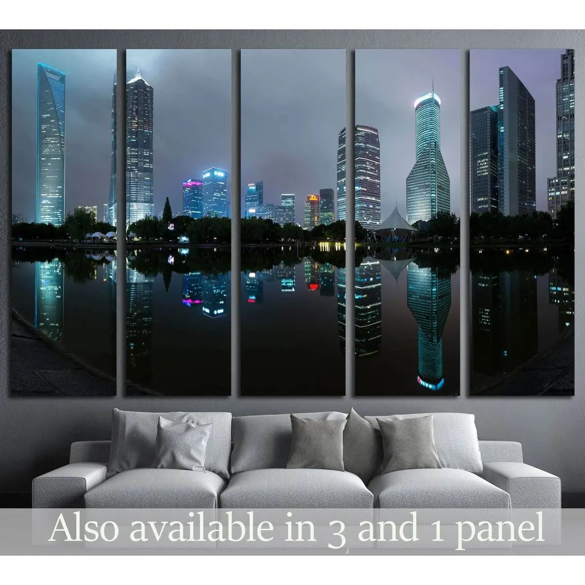 Modern Shanghai Skyscraper Canvas Art – Ready-to-Hang Cityscape Wall Decor