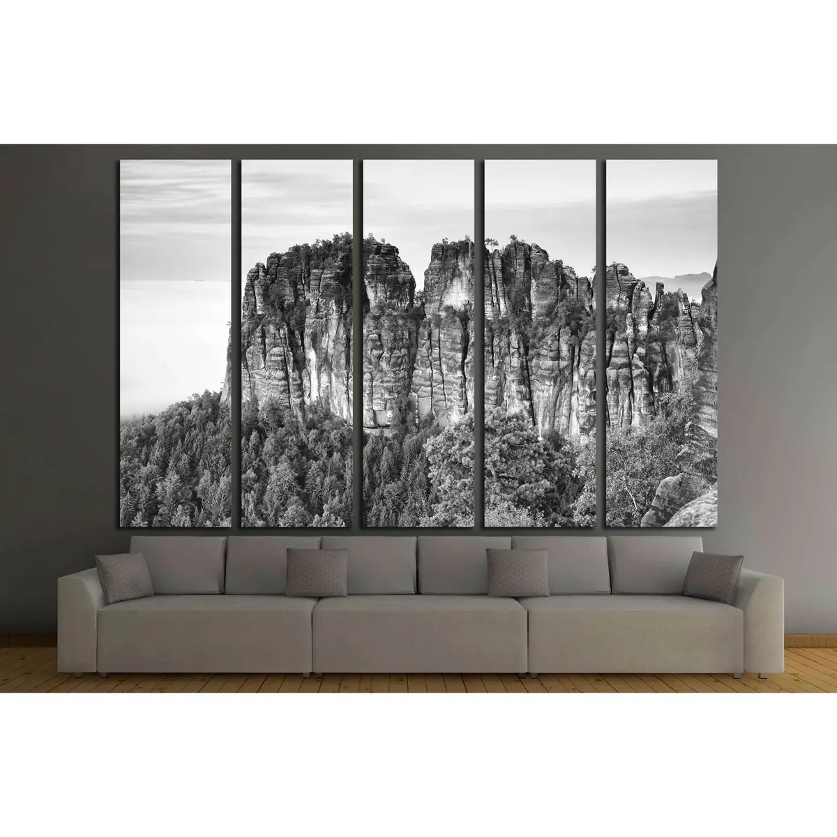 Schrammsteine Sandstone Cliffs Over Deep Valley #3169 – Premium Ready-to-Hang Canvas Art - Image 3