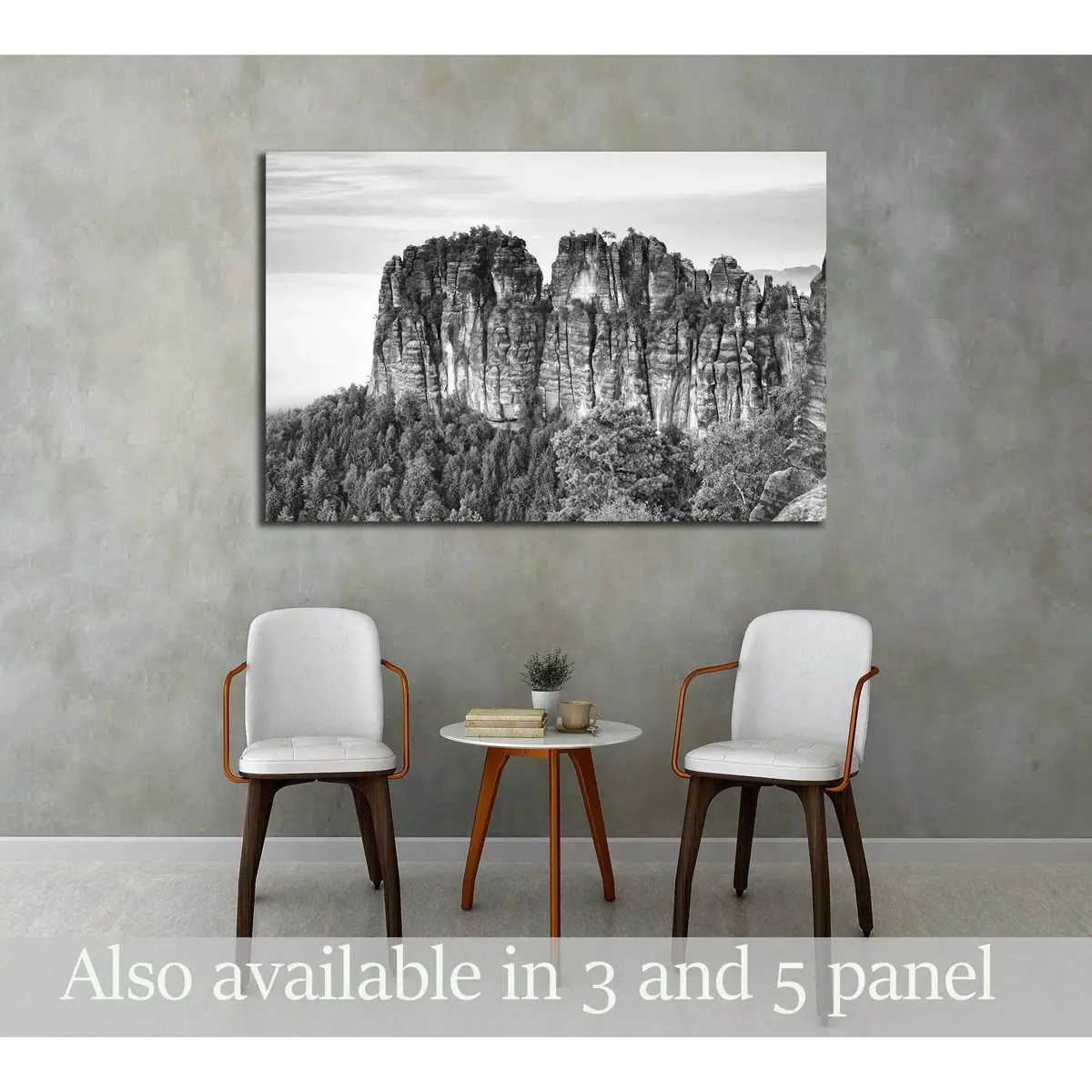 Sharp Sandstone Cliffs Of Schrammsteine Rocks Above Deep Valley №3169 Ready To Hang Canvas Print 1