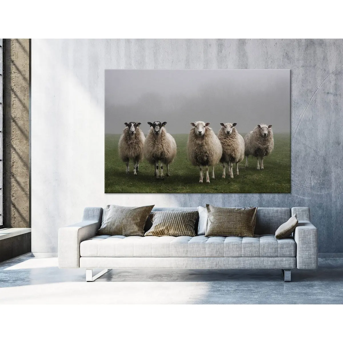 Sheeps In A Field On A Misty Morning In Dorset. №04248 Ready To Hang Canvas Print 3