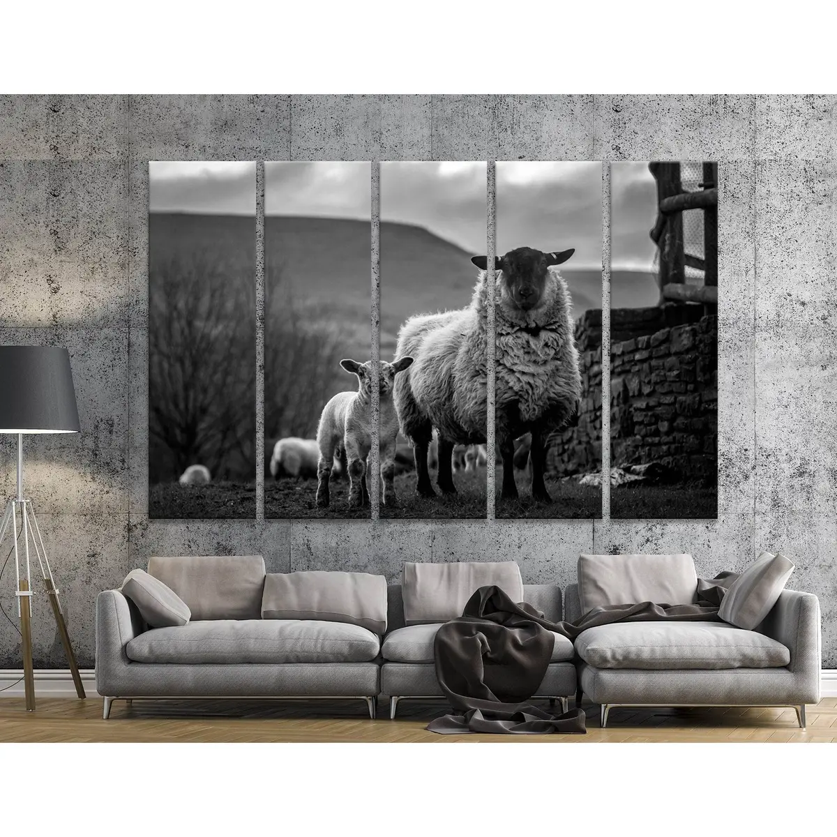 Rustic Sheep Scene in the Herefordshire English Countryside – Ready-to-Hang Canvas Art Print