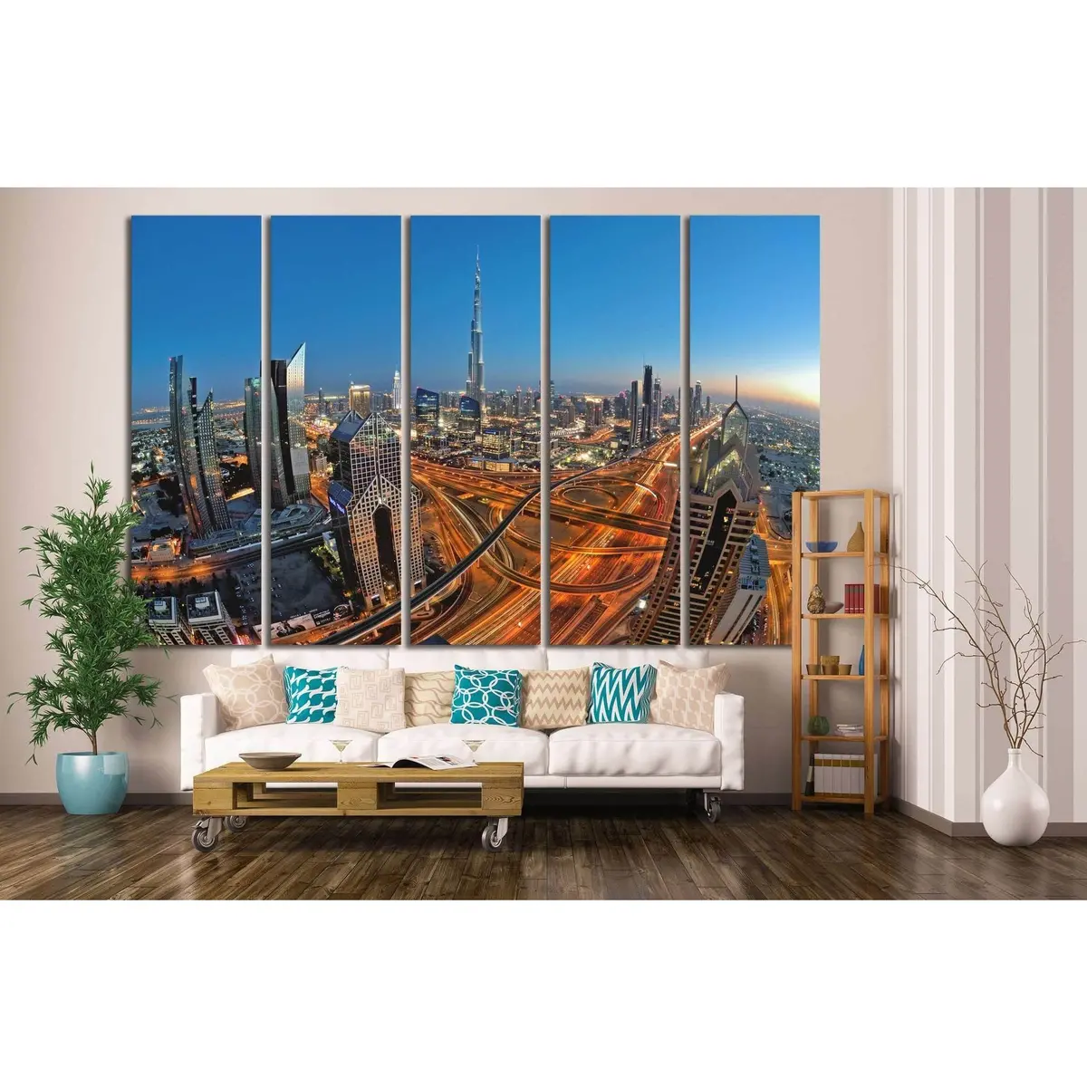 Sheikh Zayed Road, Dubai, Uae №1134 Ready To Hang Canvas Print 3