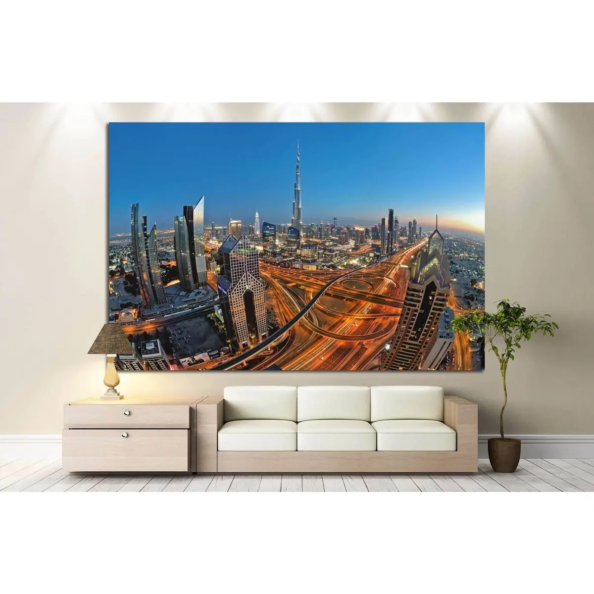 Sheikh Zayed Road, Dubai, Uae №1134 Ready To Hang Canvas Print 2