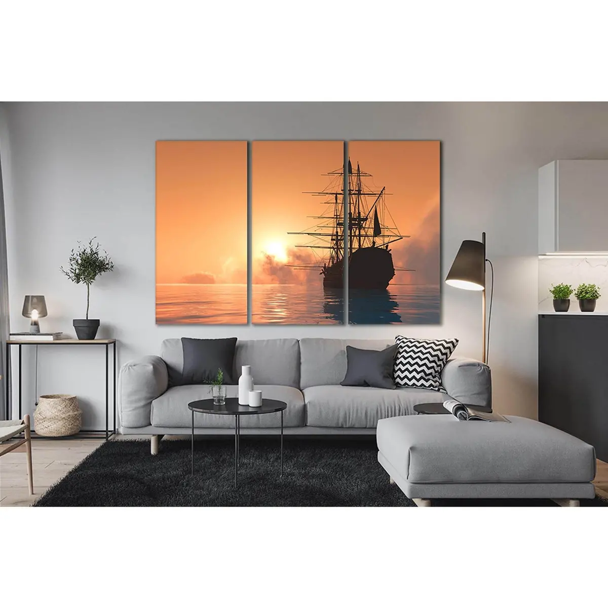Ship On Ocean At Sunset №Sl283 Ready To Hang Canvas Print 5