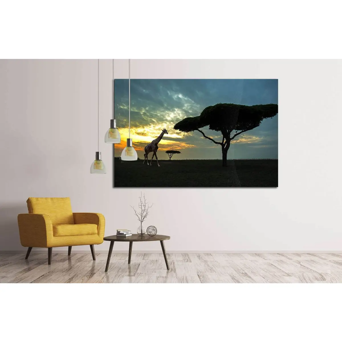 Silhouette Of African Safari Scene With Animals №1827 Ready To Hang Canvas Print 2