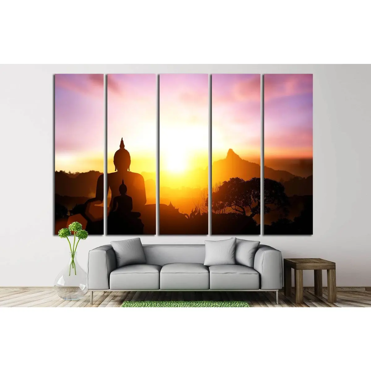 Sunset Buddha Silhouette Canvas Art №702 – Premium Ready-to-Hang Wall Decor - Image 3