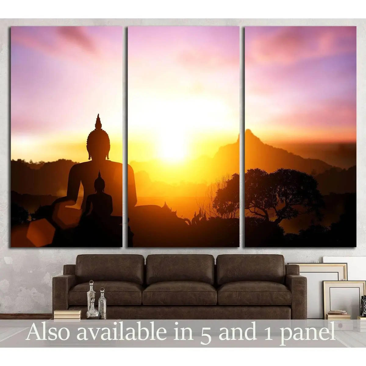 Silhouette Of Buddha On Sunset №702 Ready To Hang Canvas Print 5