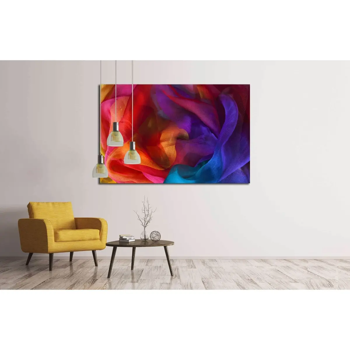 Silk Rainbow Scarf №2532 Ready To Hang Canvas Print 3