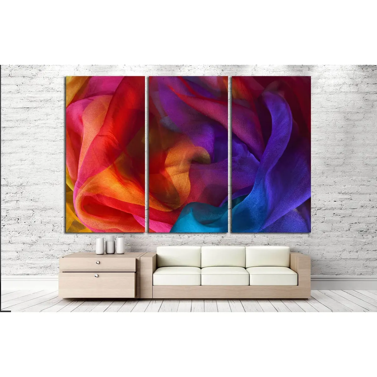 Silk Rainbow Scarf №2532 Ready To Hang Canvas Print 5