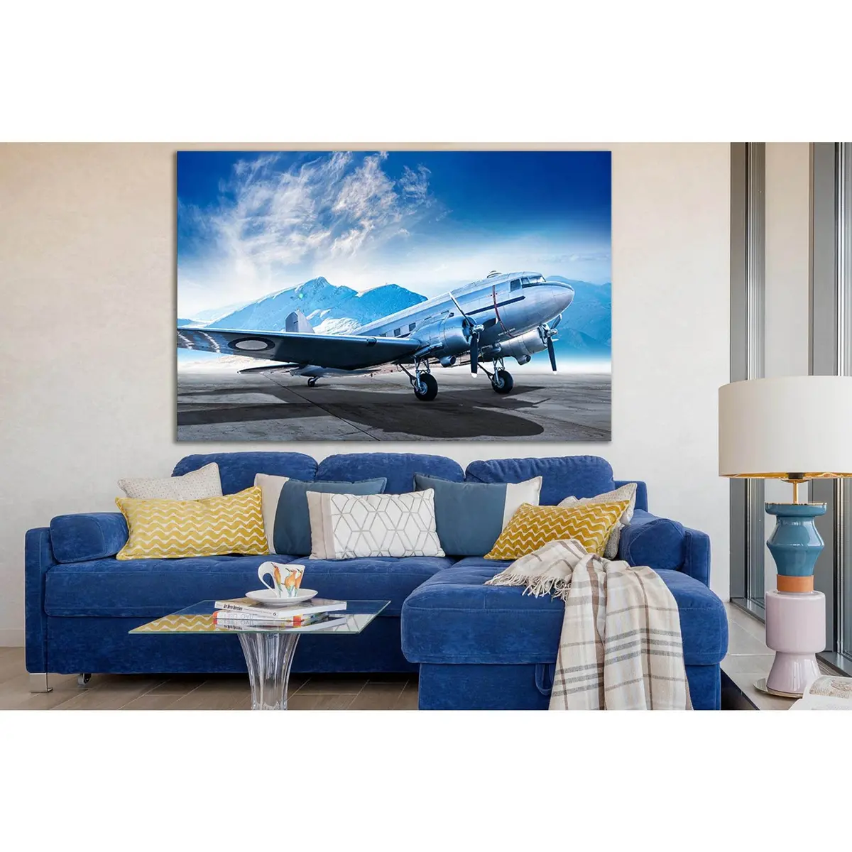 Silver Airplane At The Airfield №Sl1433 Ready To Hang Canvas Print 1