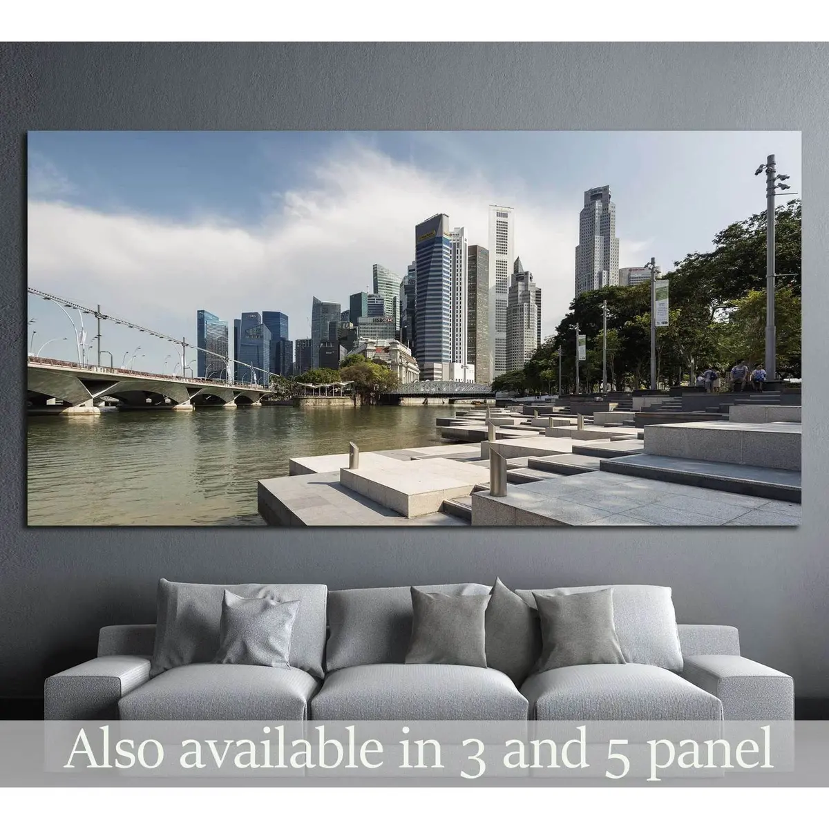 Singapore Central Business District And Singapore Rive №1232 Ready To Hang Canvas Print 1