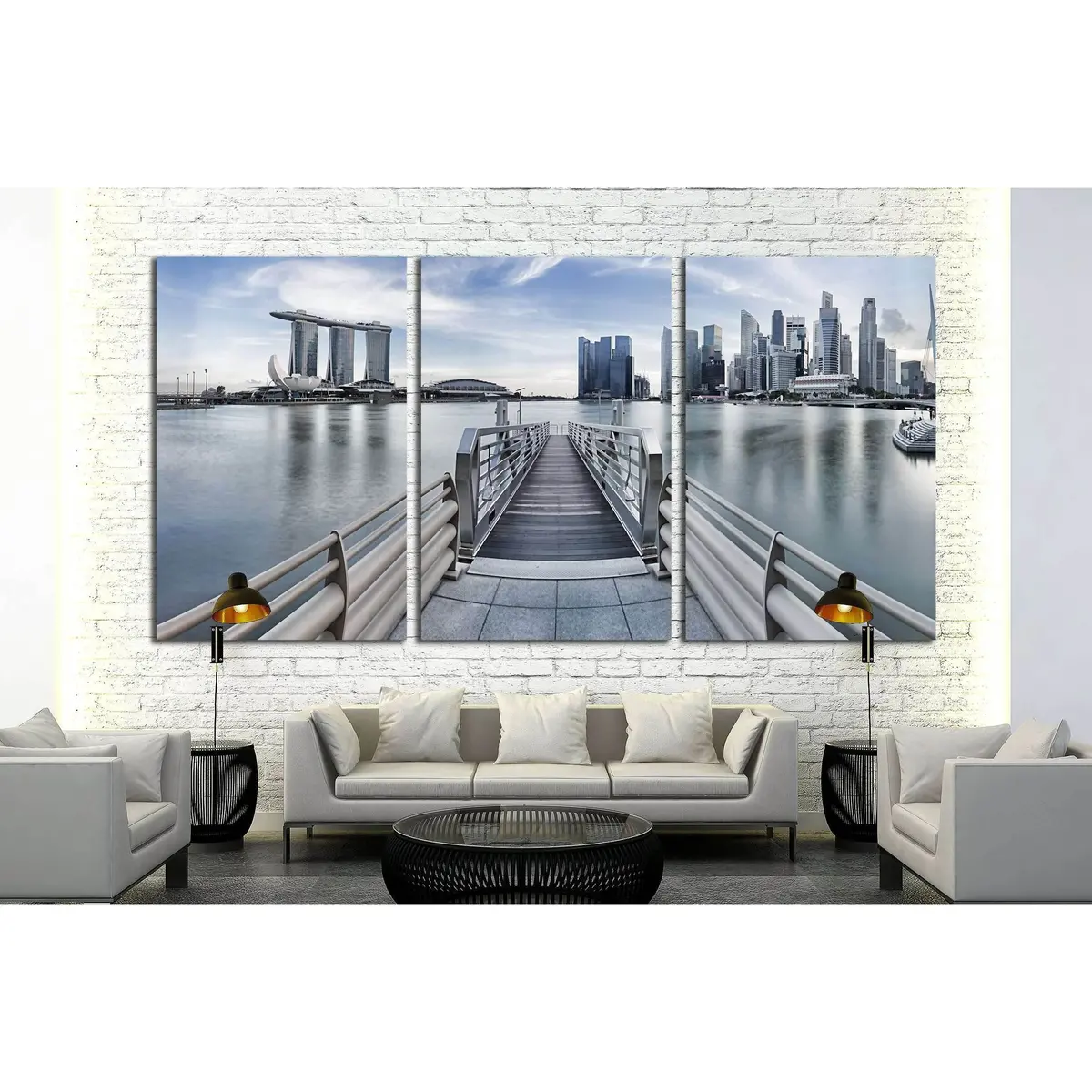 Singapore City Skyline Seen From The Pier №2661 Ready To Hang Canvas Print 5
