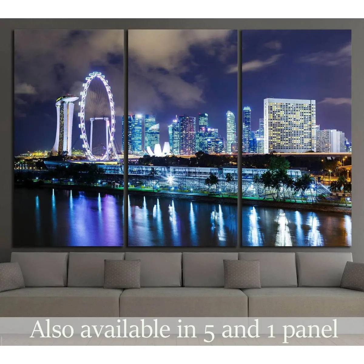 Singapore Night №1515 Ready To Hang Canvas Print 5