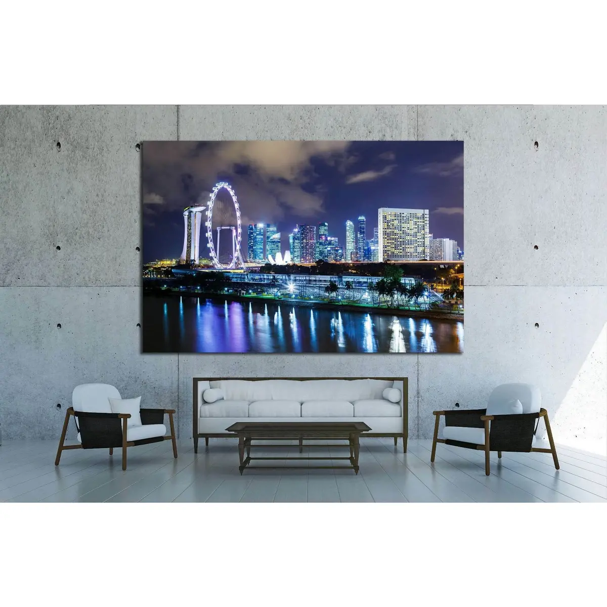 Singapore Night №1515 Ready To Hang Canvas Print 3