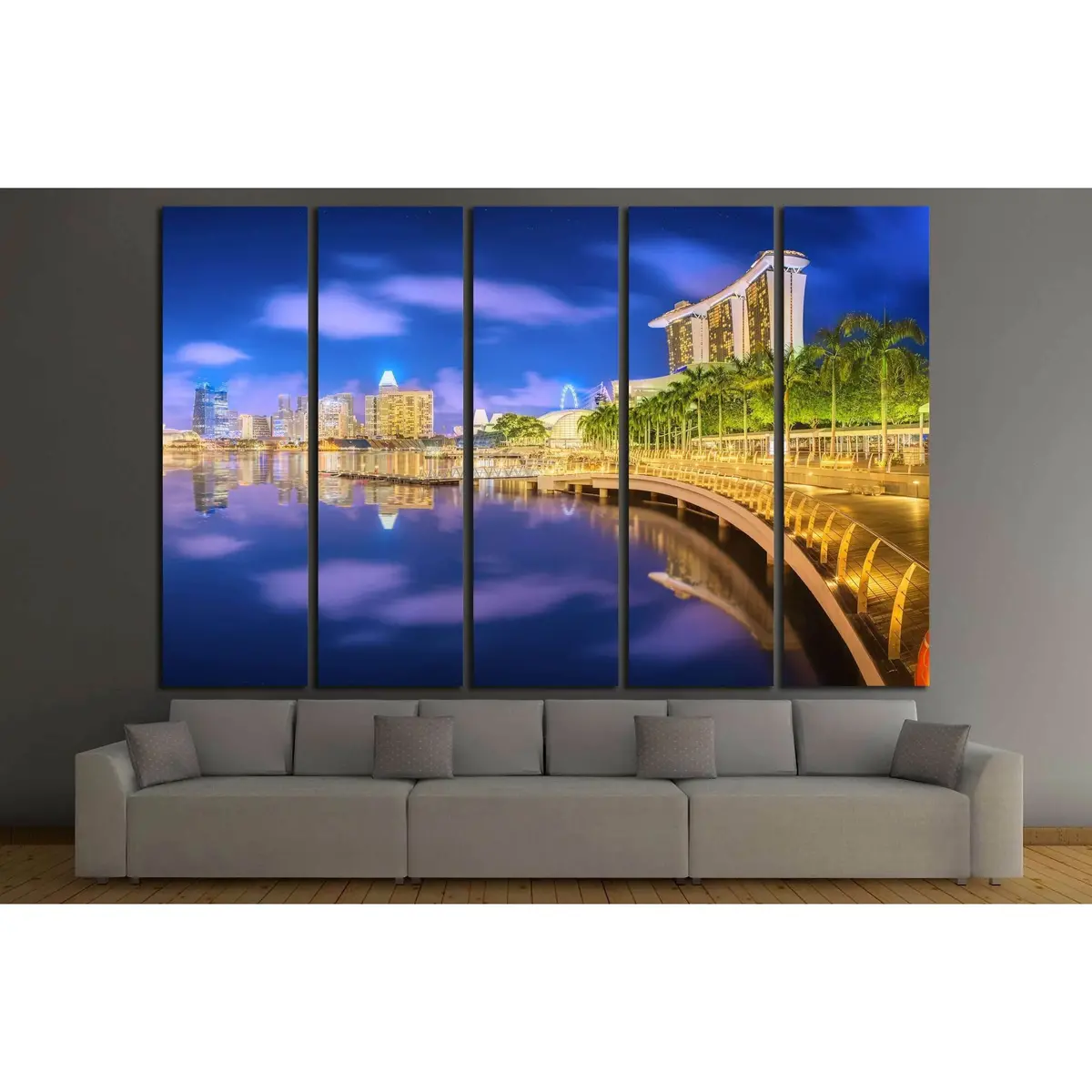 Marina Bay Singapore Skyline Canvas Art Print #2988 - Image 3
