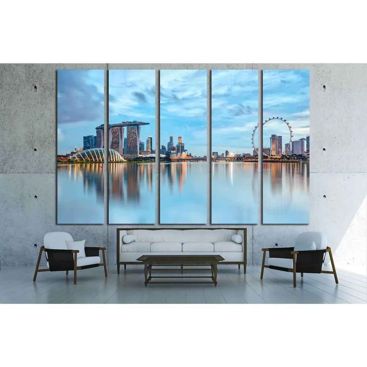Singapore City Skyline Night Canvas Art Print – Ready-to-Hang Wall Decor #3009 - Image 3