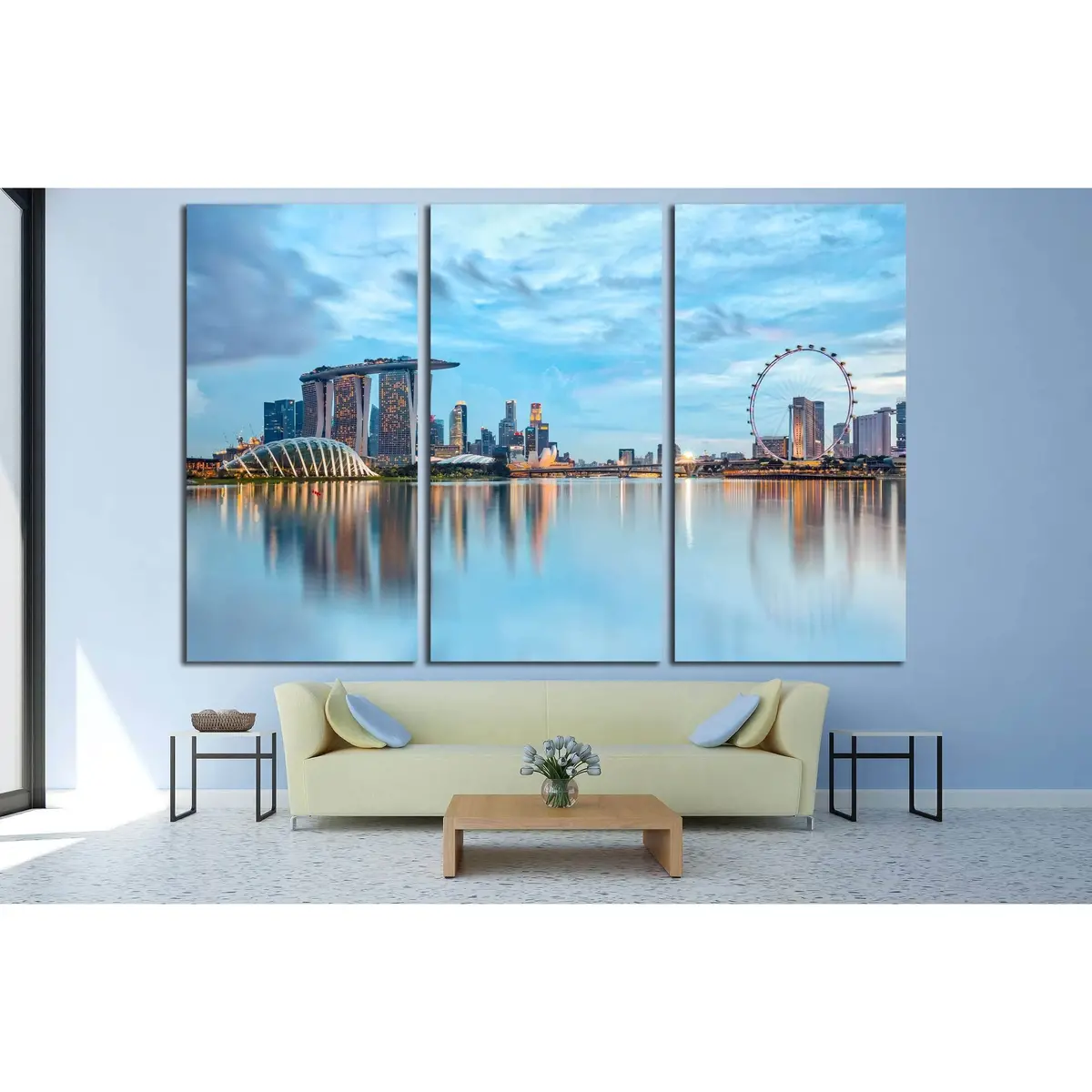 Singapore Skyline At Night In Singapore City №3009 Ready To Hang Canvas Print 5