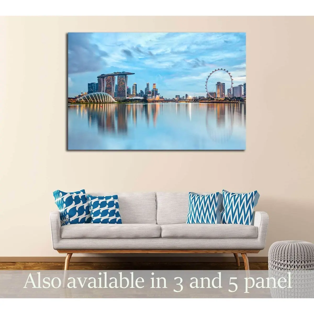 Singapore Skyline At Night In Singapore City №3009 Ready To Hang Canvas Print 1