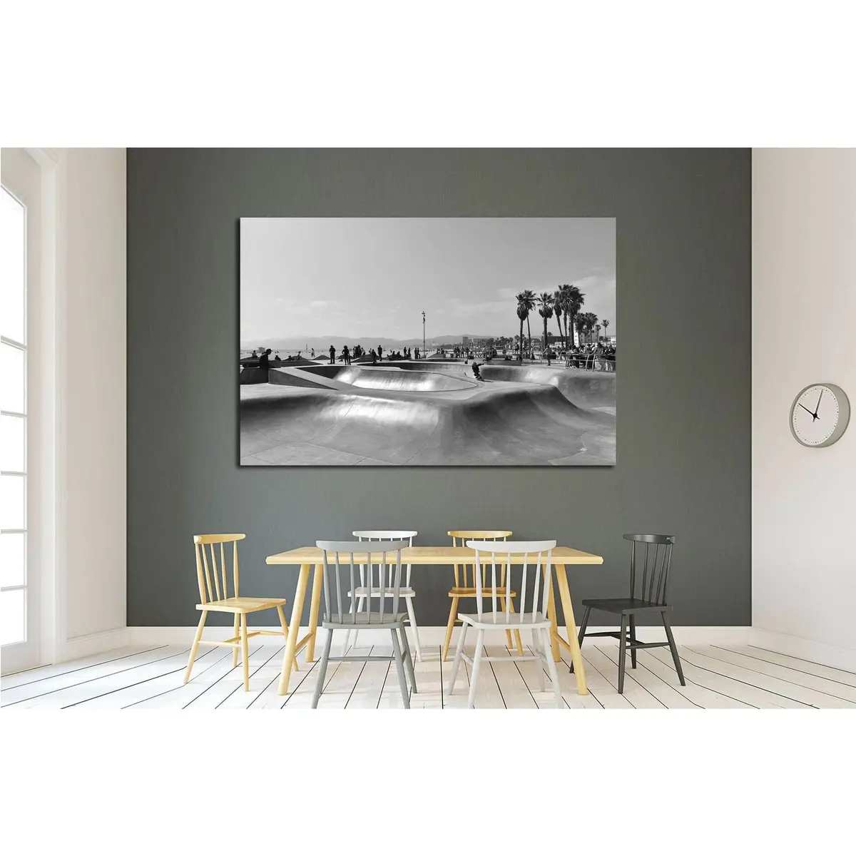 Skate Park In Venice Beach Black And White №1568 Ready To Hang Canvas Print 3
