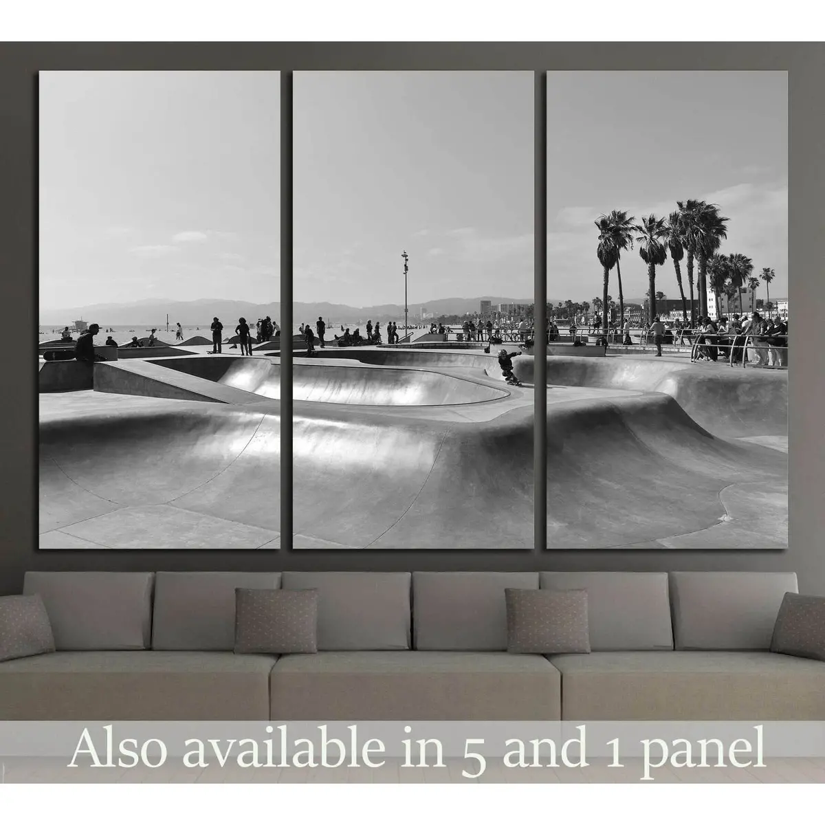 Skate Park In Venice Beach Black And White №1568 Ready To Hang Canvas Print 5