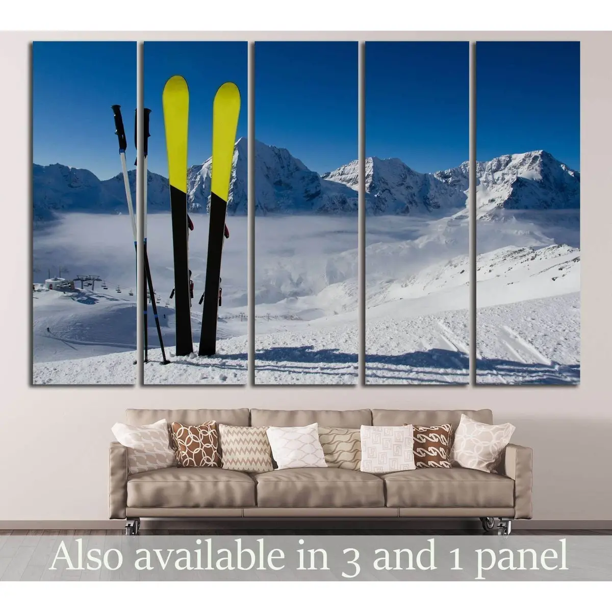 Ski In Snow №182 Ready To Hang Canvas Print 1
