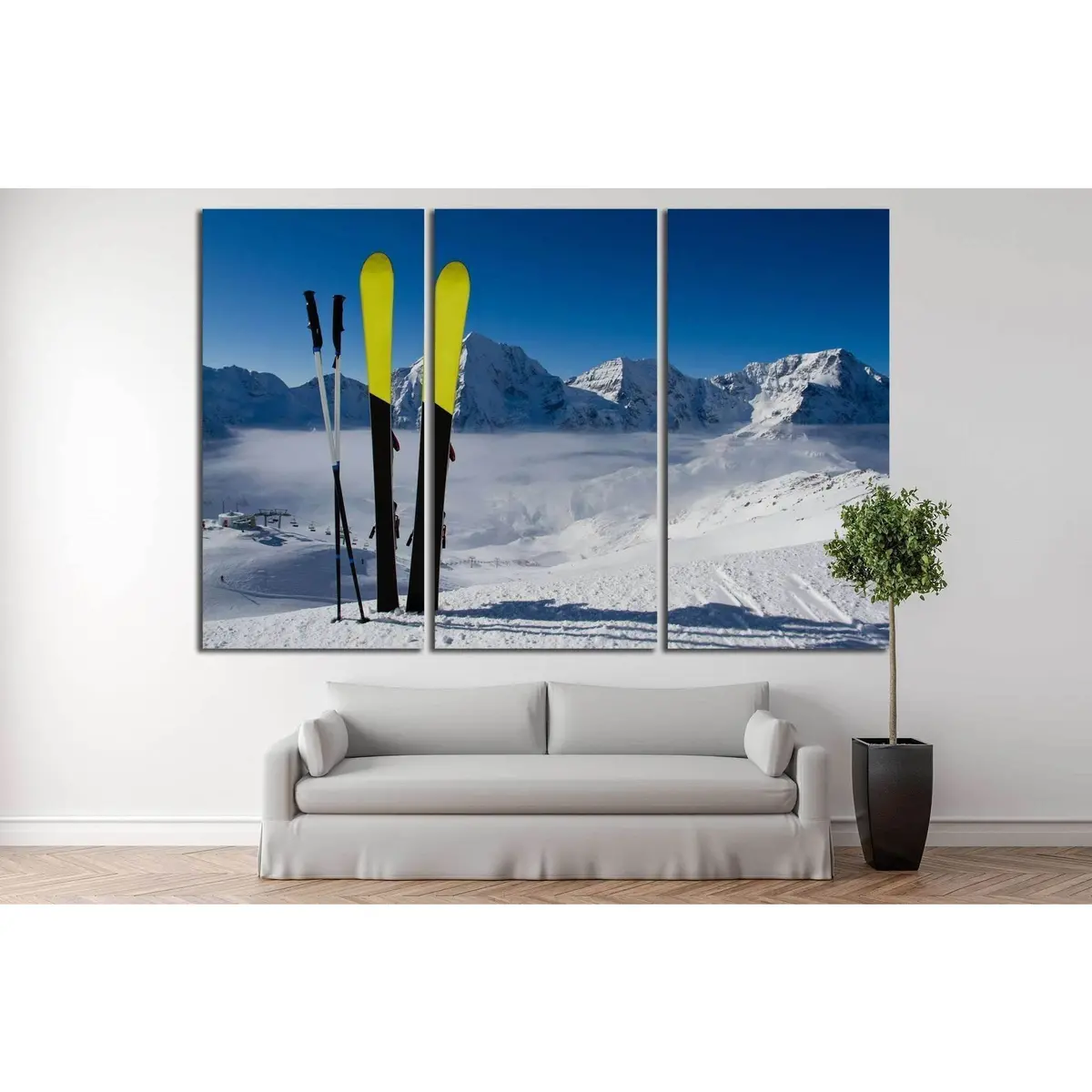 Ski In Snow №182 Ready To Hang Canvas Print 2