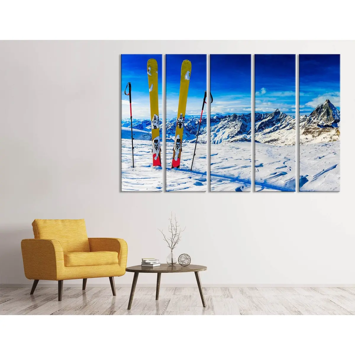 Sunny Day Skiing Canvas Print – Ready-to-Hang Mountain Wall Art #04428