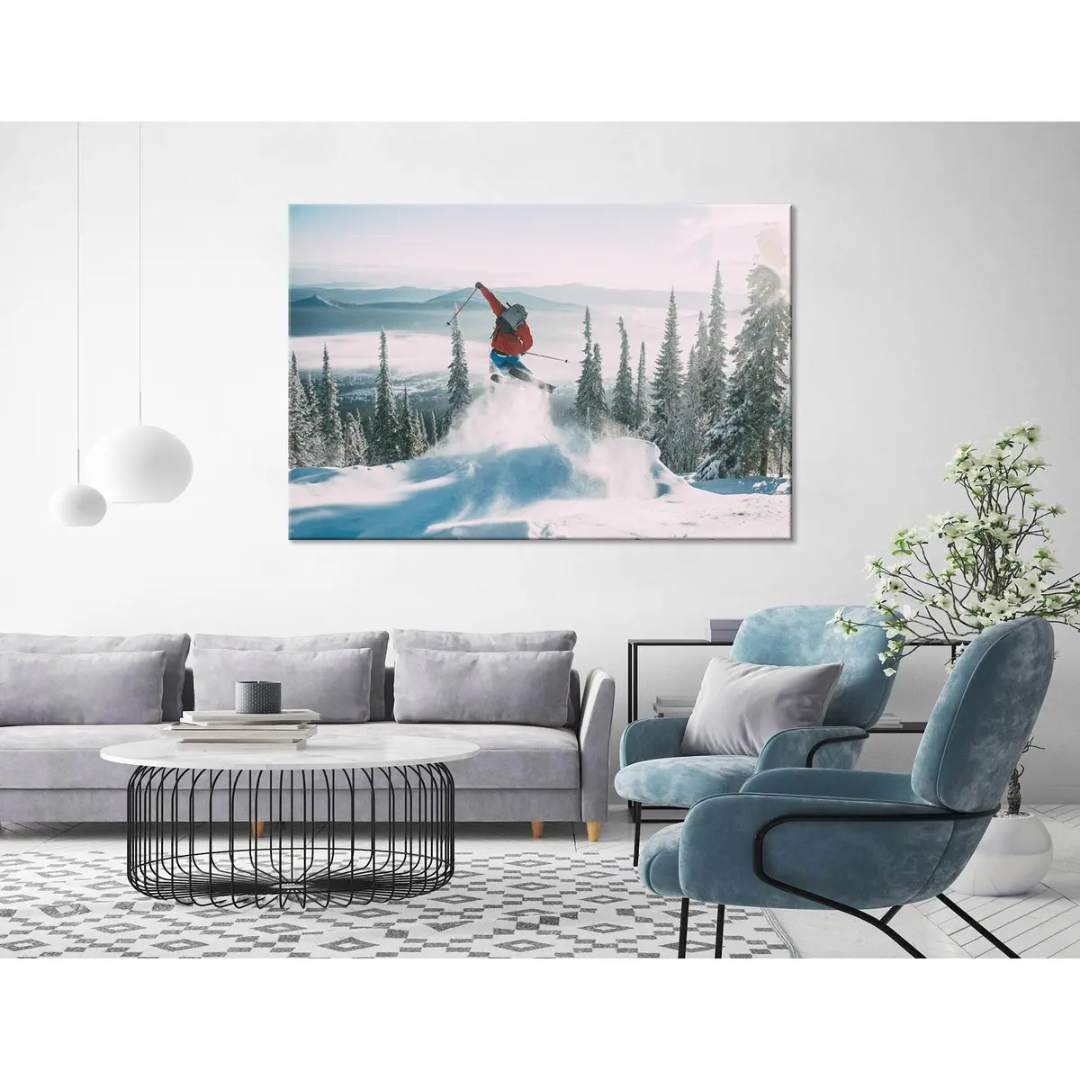Skier Jump №04450 Ready To Hang Canvas Print 3
