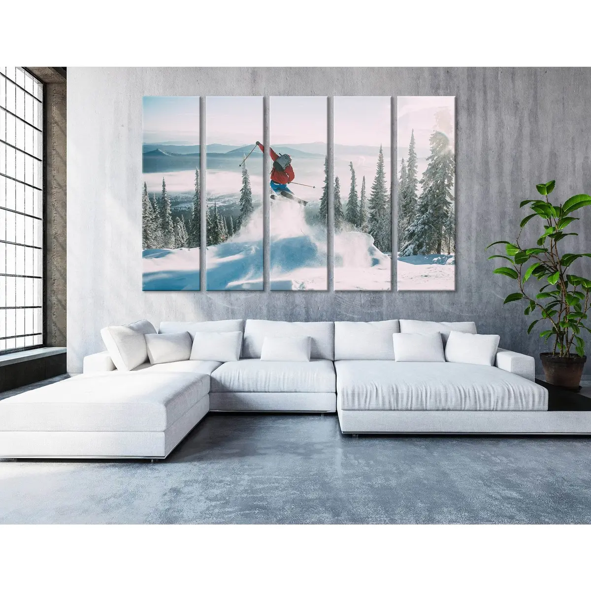 Skier Jump #04450 Premium Ready-to-Hang Canvas Art