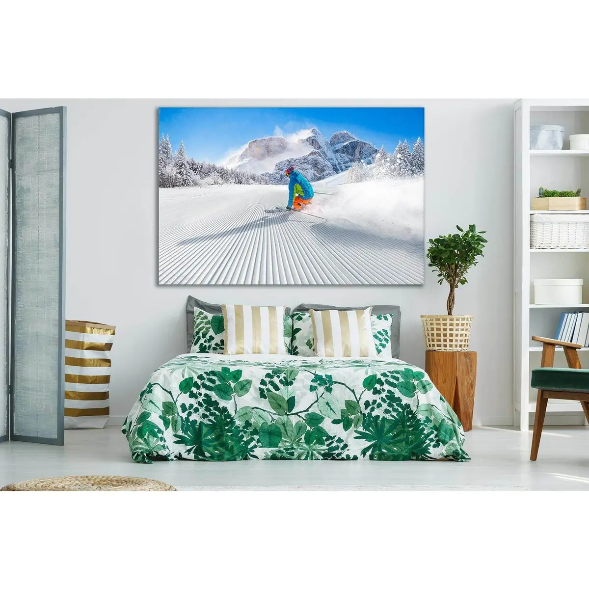Skiing In The Mountains №Sl920 Ready To Hang Canvas Print 1