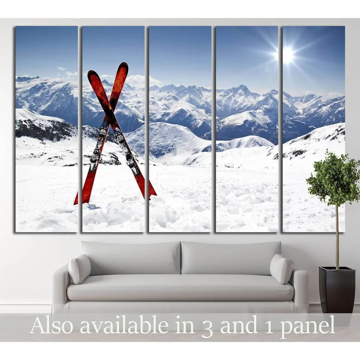 Snowy Ski Scene #183 Canvas Wall Art Print
