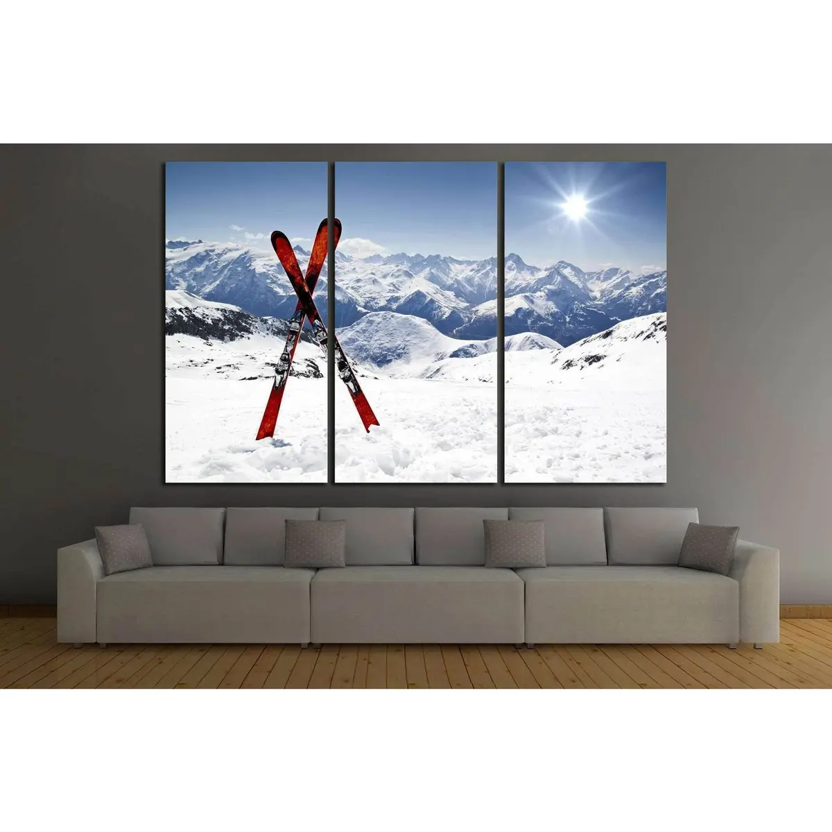 Skis In Snow №183 Ready To Hang Canvas Print 5