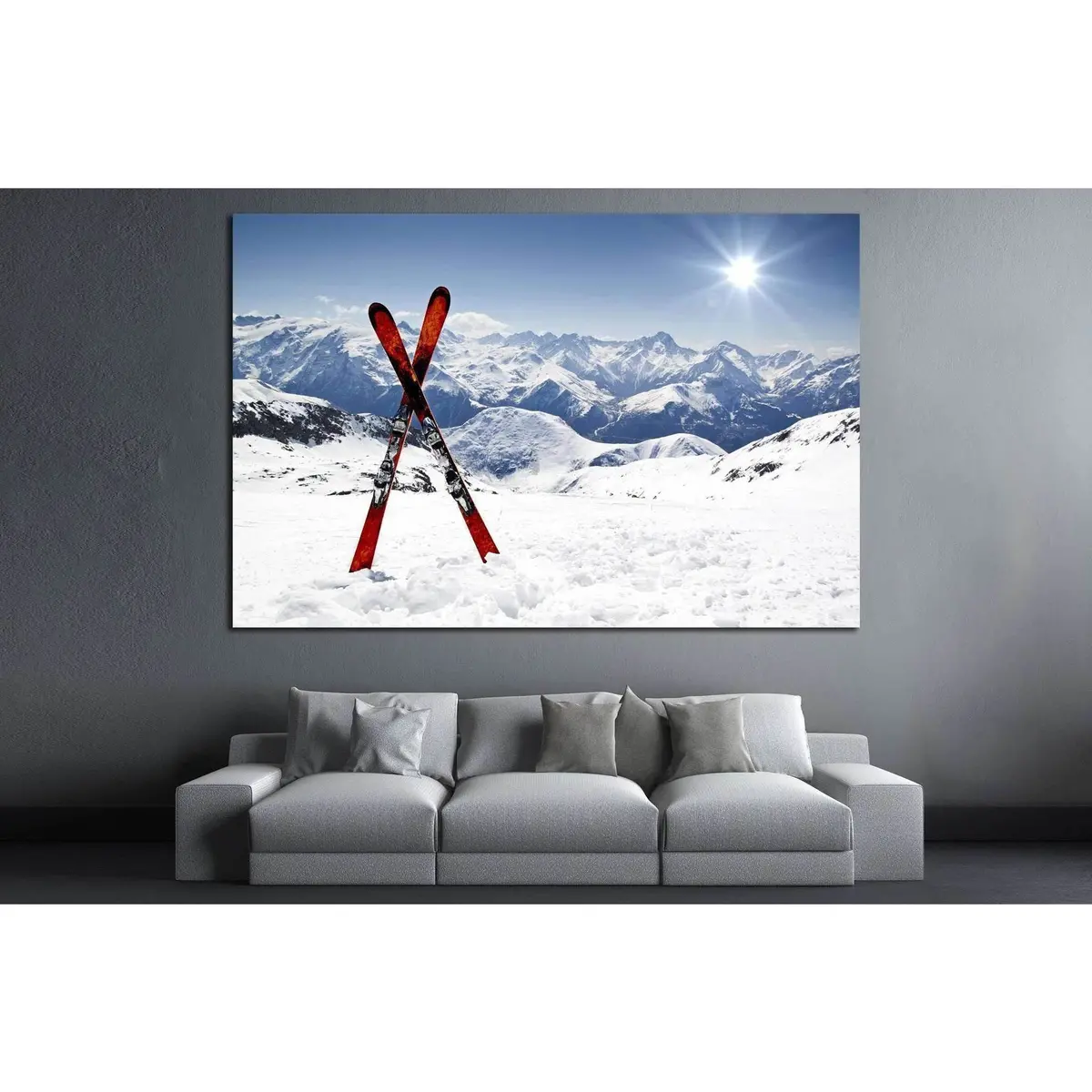 Skis In Snow №183 Ready To Hang Canvas Print 3