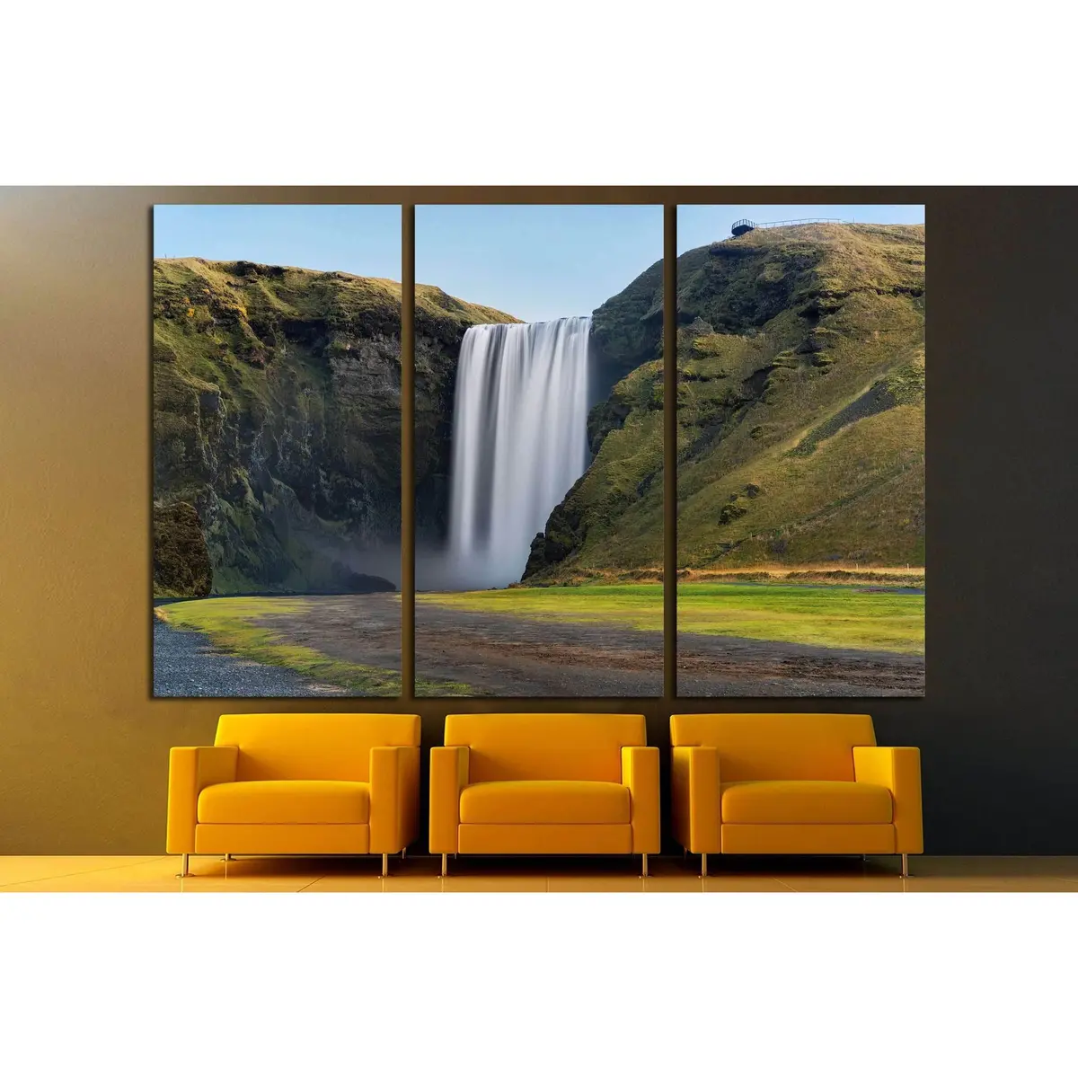 Skogafoss Waterfall. Iceland. Long Exposure №3081 Ready To Hang Canvas Print 5
