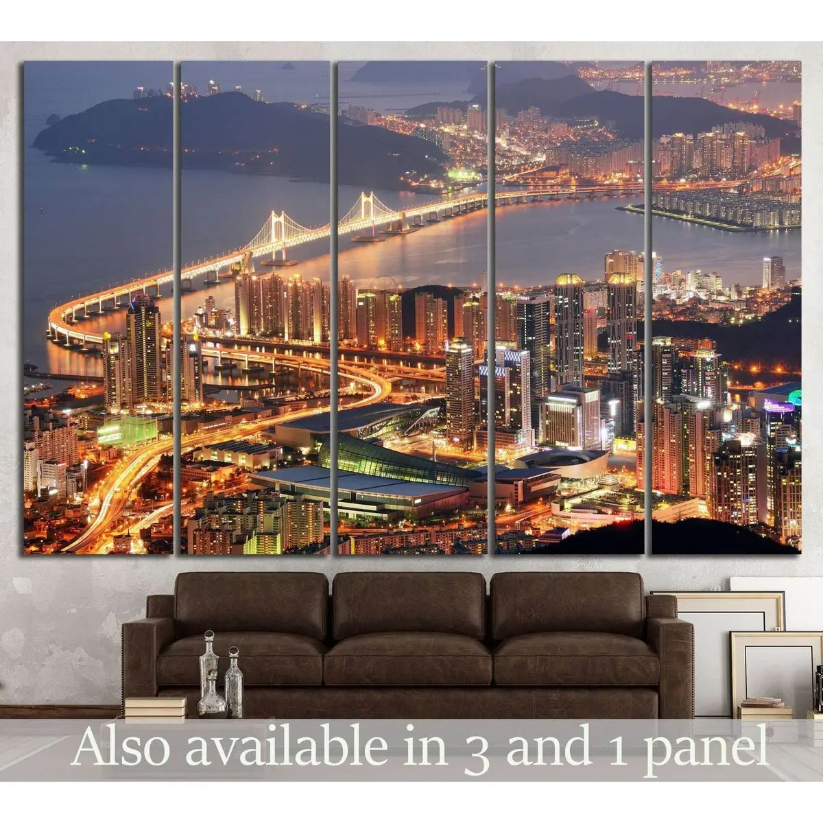 Skyline Of Busan №584 Ready To Hang Canvas Print 1