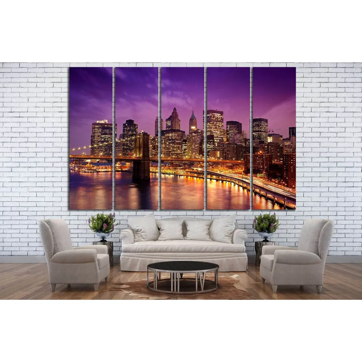 Skyline Of New York №585 Ready To Hang Canvas Print 3