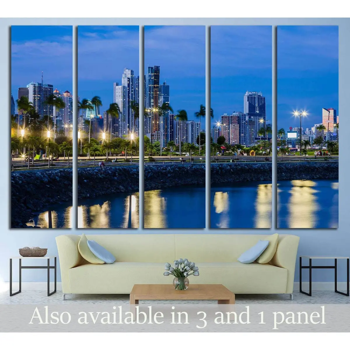 Panama City Skyline at Blue Hour Canvas Art Print – Ready to Hang