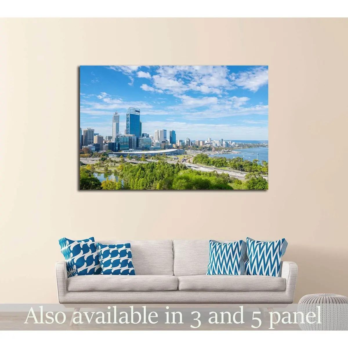 Skyline Of Perth With City Central Business District At The Noon №2312 Ready To Hang Canvas Print 1