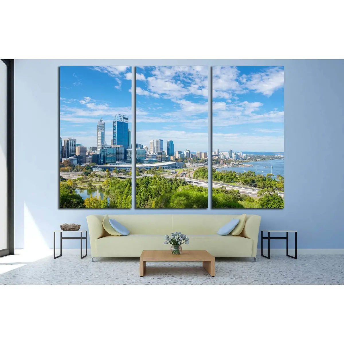 Skyline Of Perth With City Central Business District At The Noon №2312 Ready To Hang Canvas Print 5