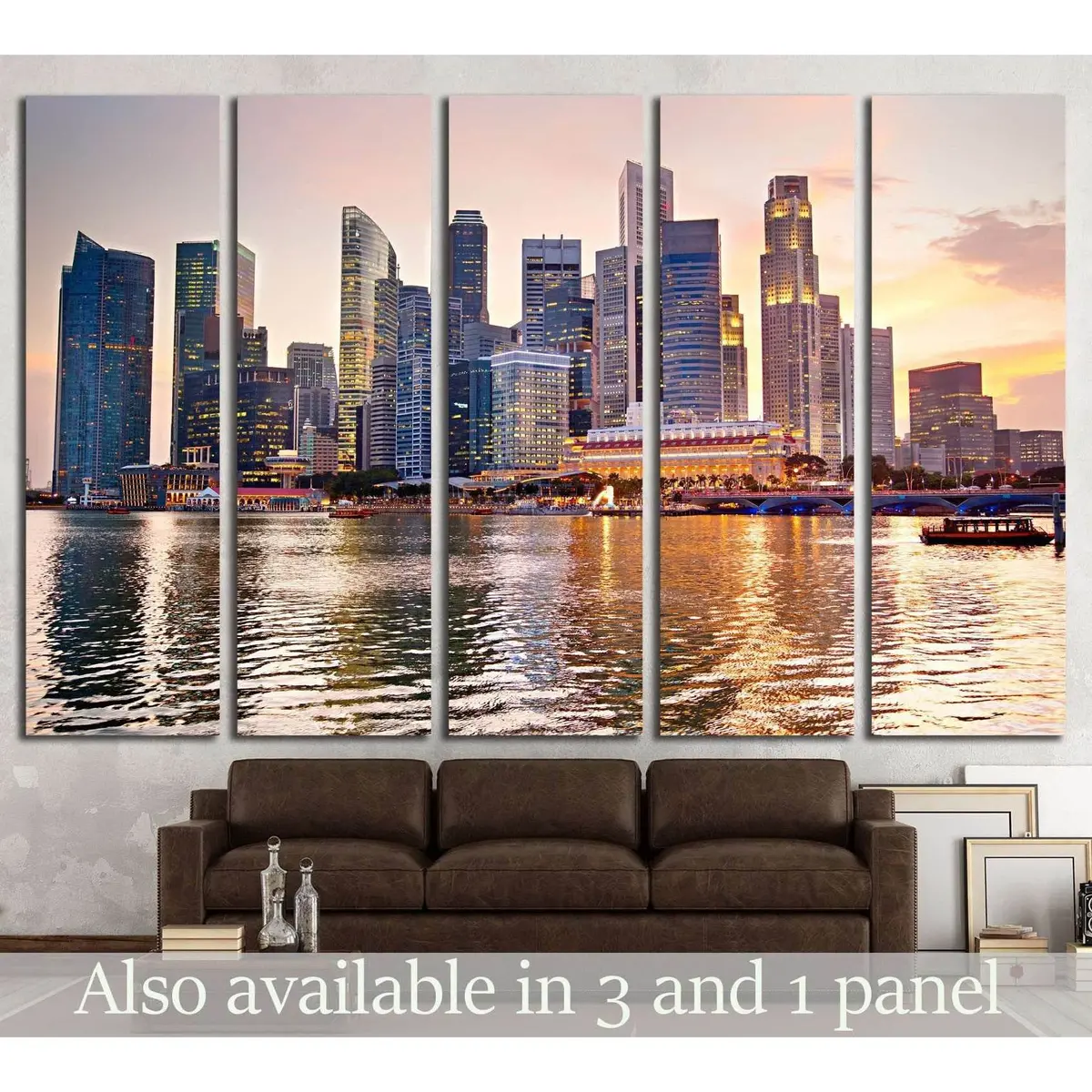 Stunning Singapore Skyline at Sunset №2252 – Premium Ready-to-Hang Canvas Wall Art