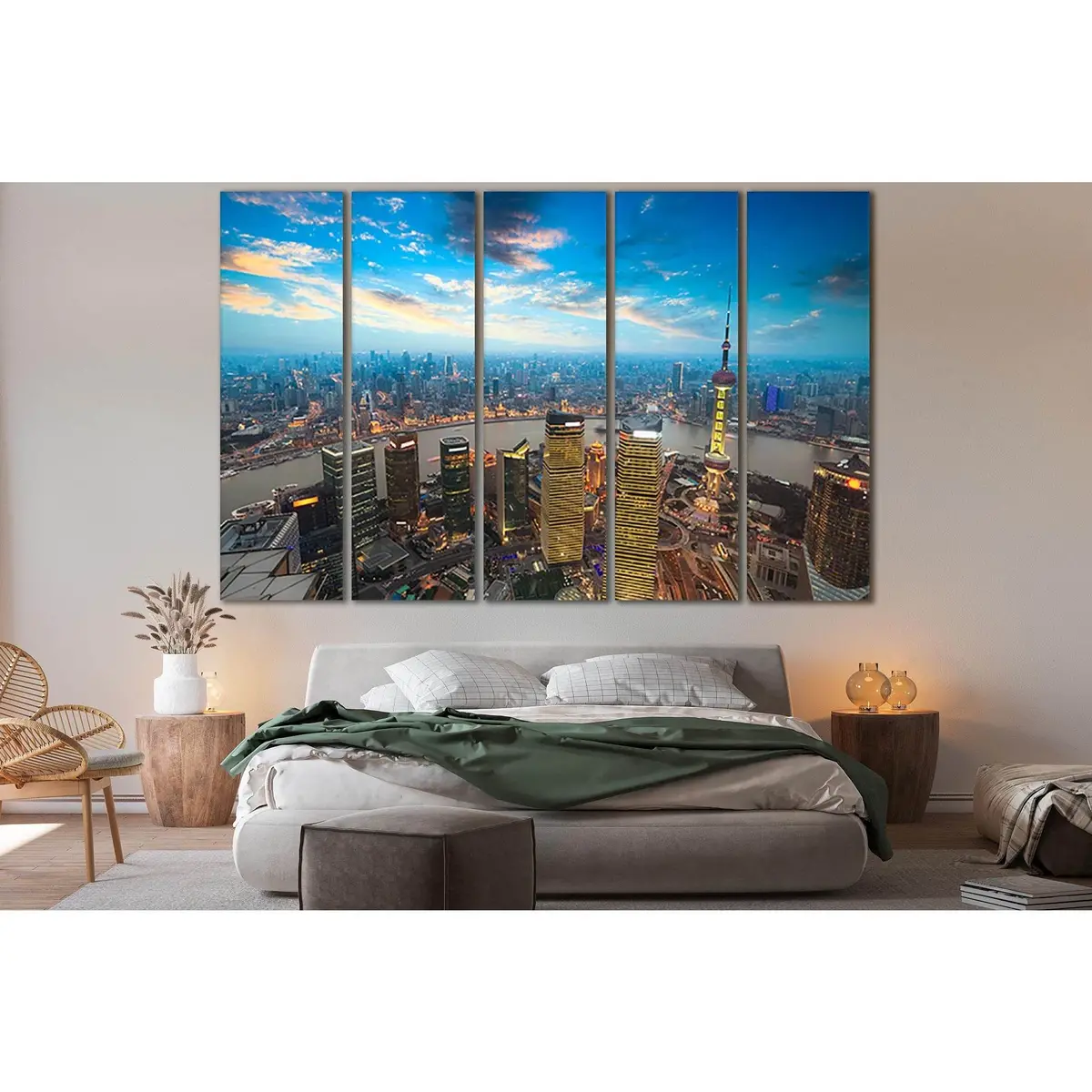 Shanghai Skyline Wall Art Canvas Print SL304 – Ready to Hang - Image 3
